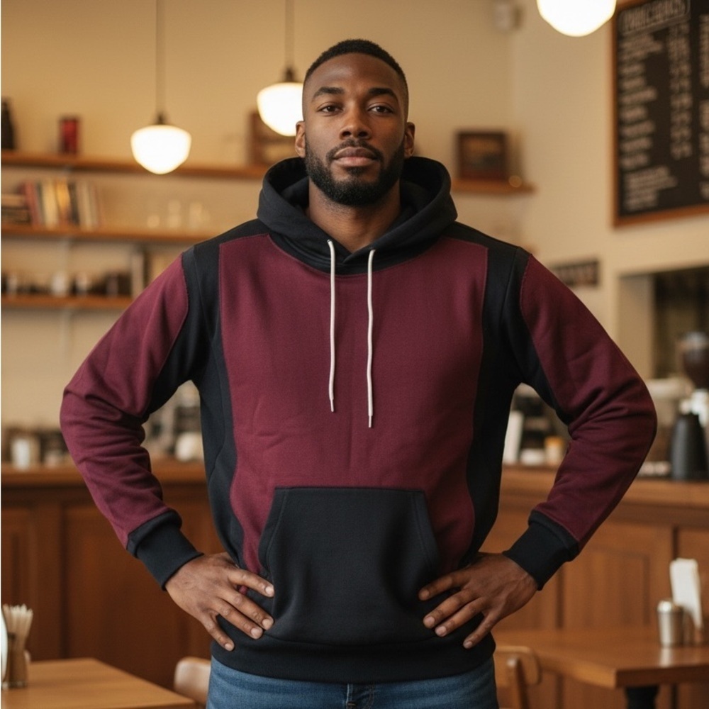 Round Two Burgundy and Black Hoodie